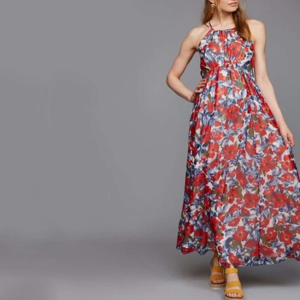 A pea in the Pod halter maxi dress maternity